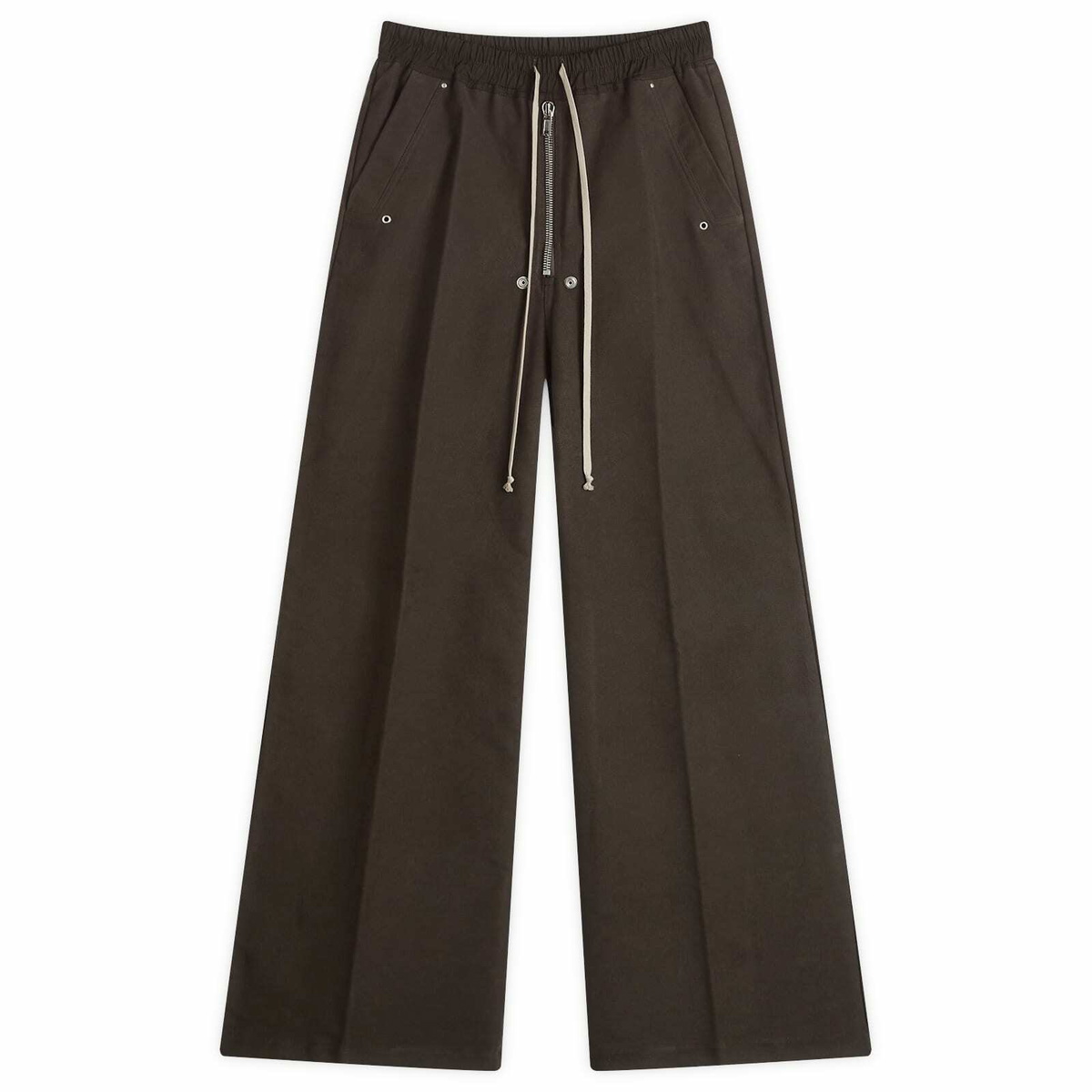 Rick Owens Men's Brushed Heavy Twill Wide Bela Trousers in Dark