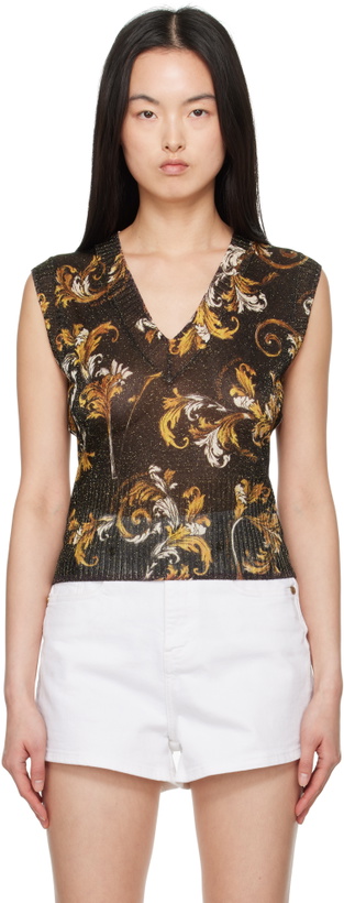 Photo: Versace Jeans Couture Black Outline Barocco Lurex Vest