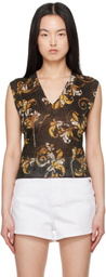 Versace Jeans Couture Black Outline Barocco Lurex Vest