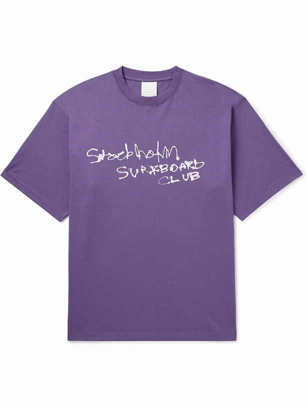 Photo: Stockholm Surfboard Club - Kil Logo-Print Organic Cotton-Jersey T-Shirt - Purple