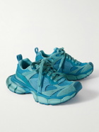 Balenciaga - 3XL Distressed Faux Suede and Mesh Sneakers - Blue