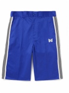 Needles - Wide-Leg Webbing-Trimmed Embroidered Twill Shorts - Blue