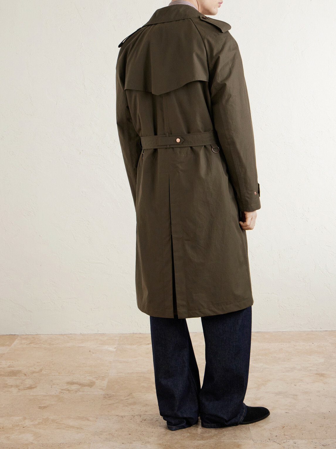 Private White V.C. - The Despatch Rider's Double-Breasted Belted Cotton Trench Coat - Green