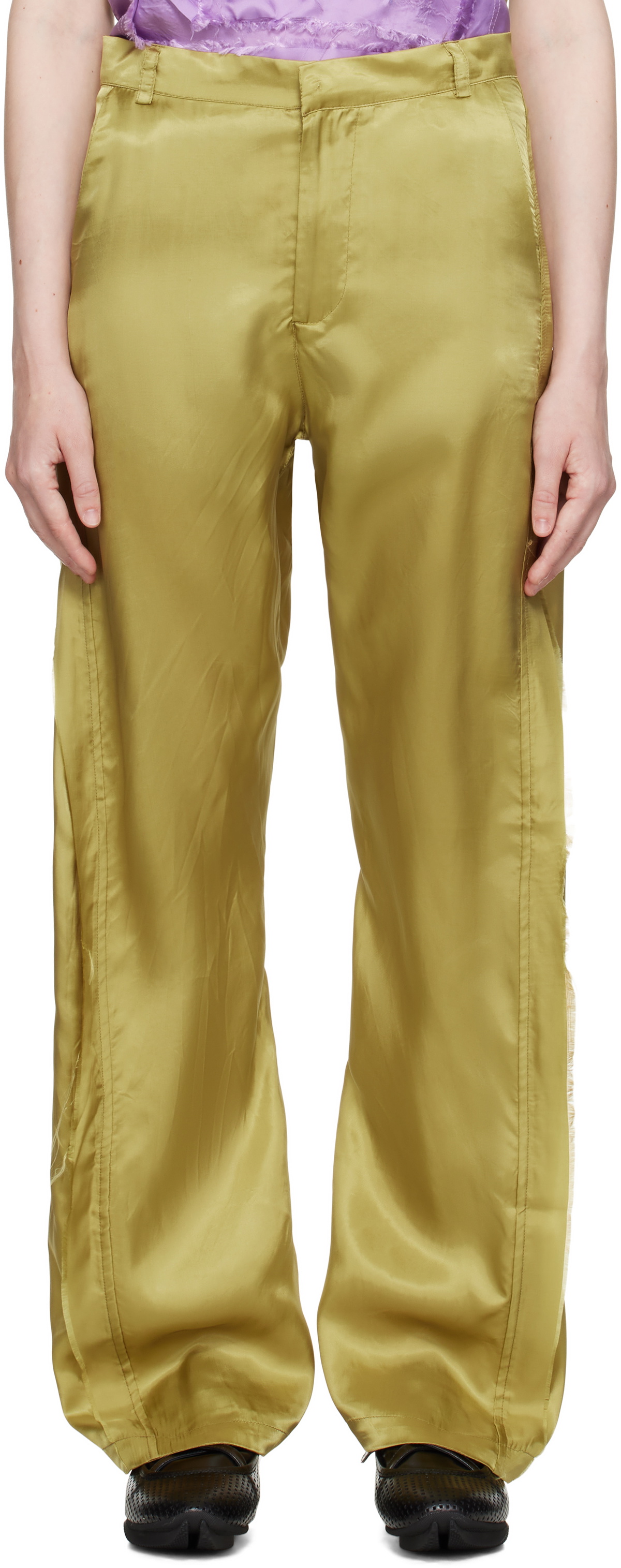 Edward Cuming Khaki Twisted Tailored Trousers