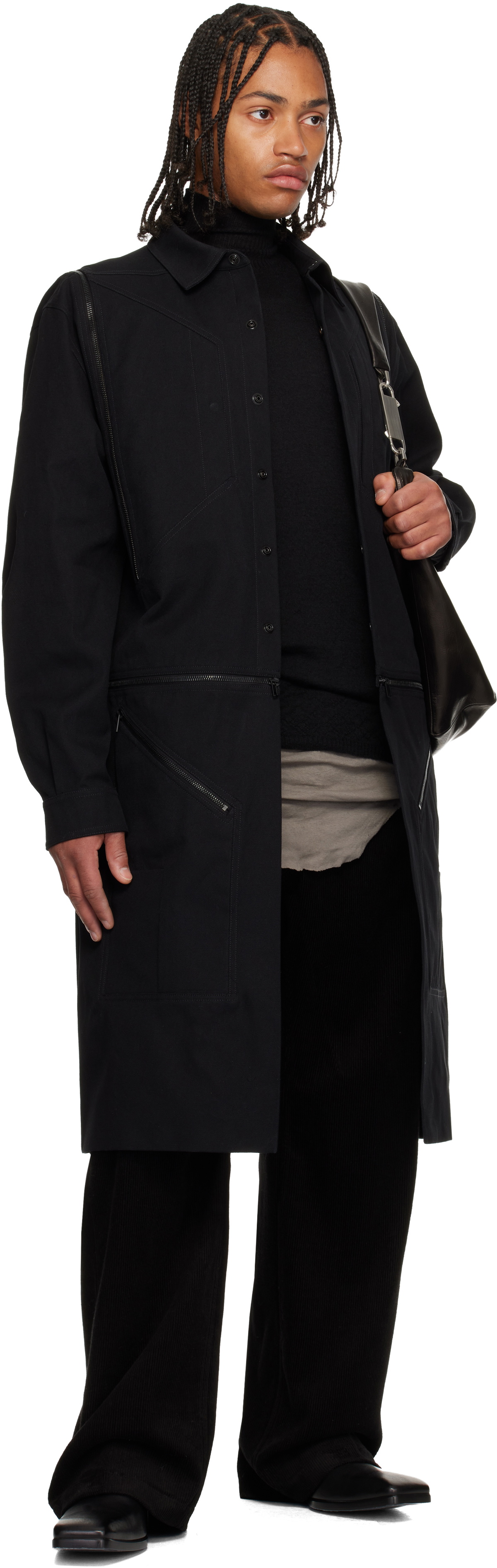Rick Owens Black Concordians Bonotto Capsule Heizer Long Coat