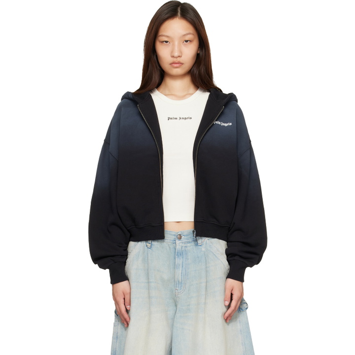 Photo: Palm Angels Black 'Milan LA' Crop Zip Hoodie