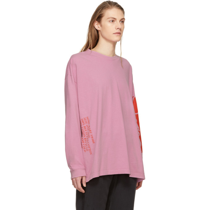 Some Ware SSENSE Exclusive Pink Long Sleeve Side Logo T-Shirt