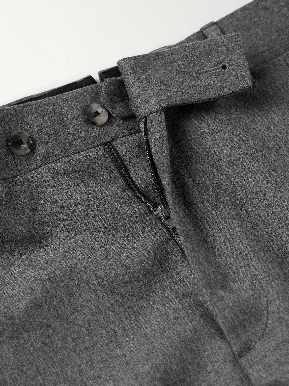Caruso - Slim-Fit Pleated Wool Trousers - Gray