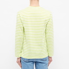 Comme des Garçons Play Men's Long Sleeve Red Heart Stripe T-Shirt in Green