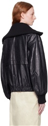 LEMAIRE Black Crinkled Leather Jacket