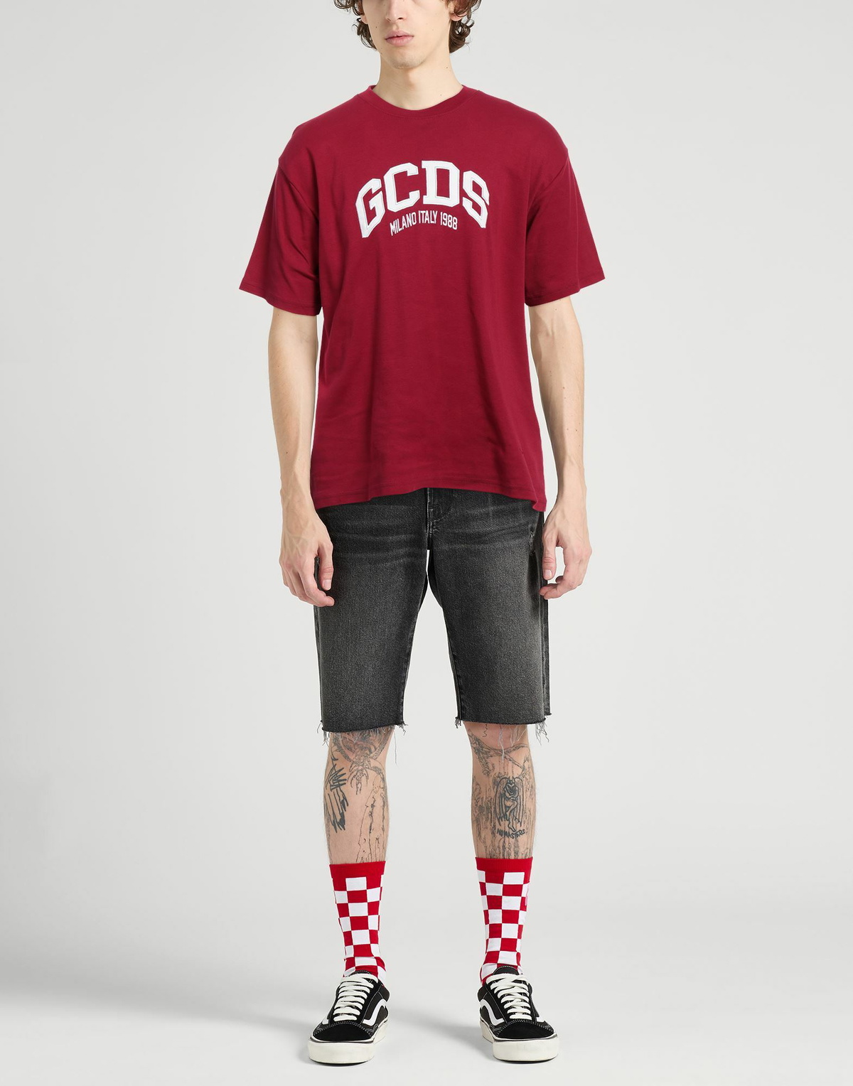 Gcds Mens T-shirt Burgundy