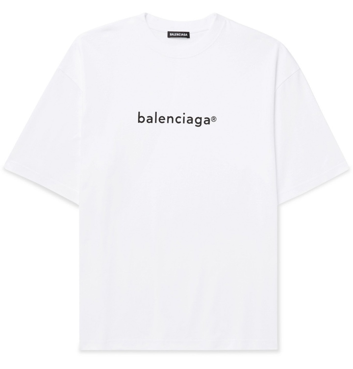 Photo: Balenciaga - Logo-Print Cotton-Jersey T-Shirt - White