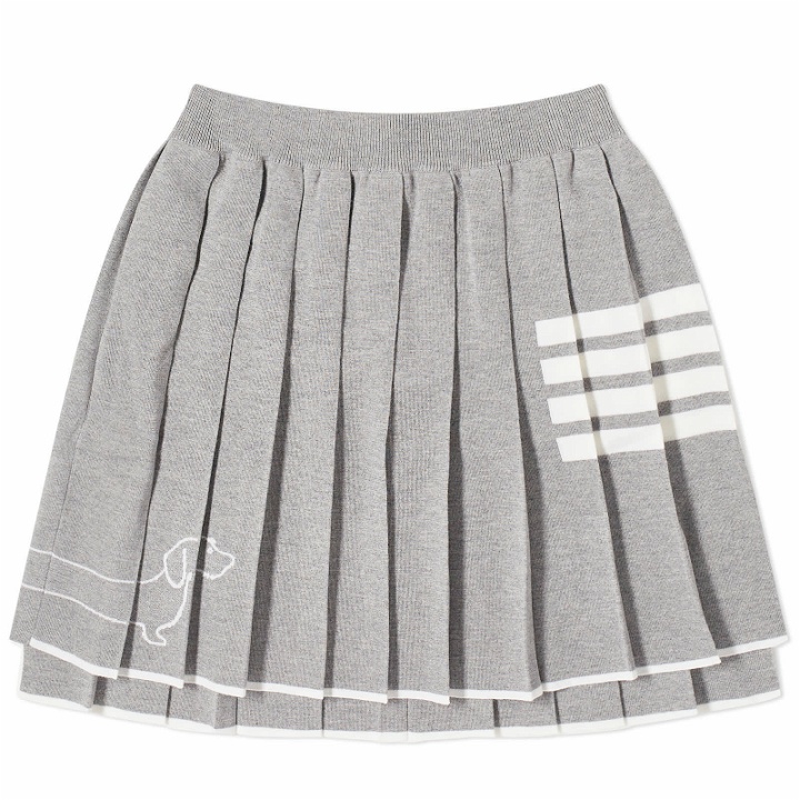 Photo: Thom Browne Women's Hector Pleated 4 Bar Mini Skirt in Light Grey