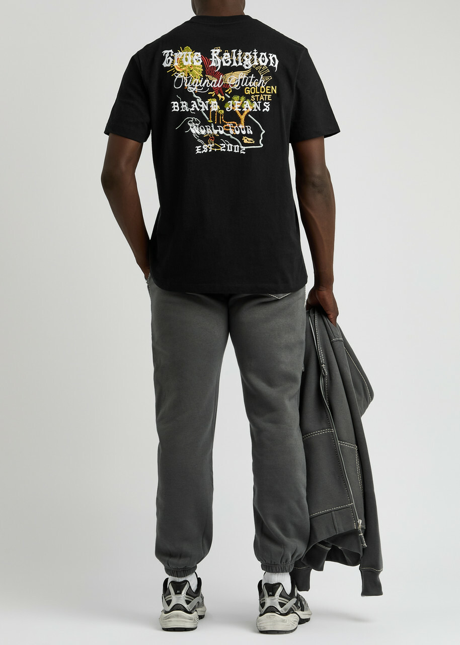 True Religion Embroidered Cotton T-shirt Black