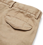 Beams F - Slim-Fit Tapered Pleated Linen-Blend Twill Drawstring Trousers - Beige