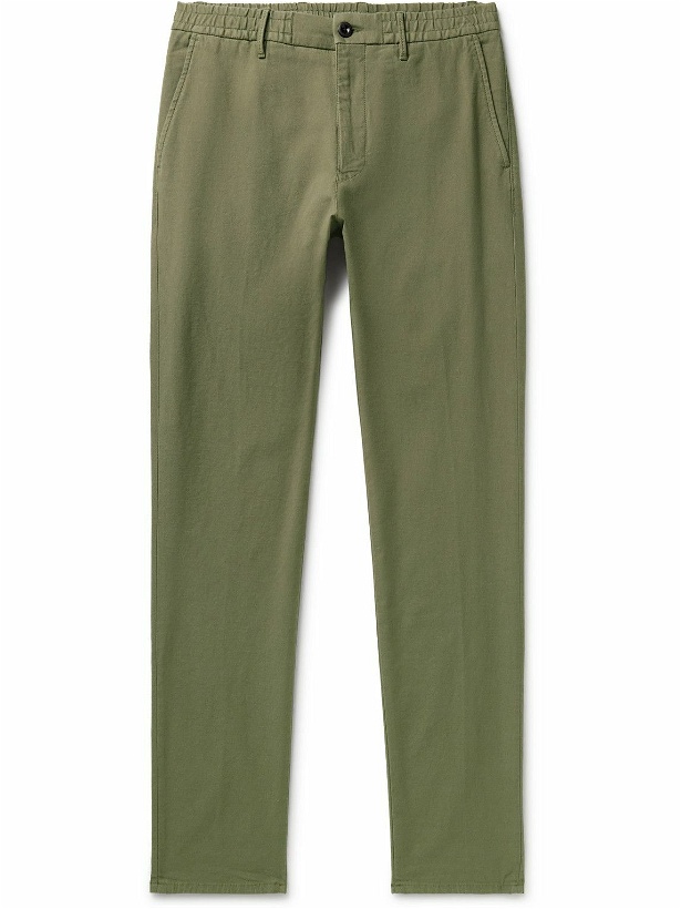 Photo: Incotex - Slim-Fit Straight-Leg Cotton-Blend Gabardine Trousers - Green