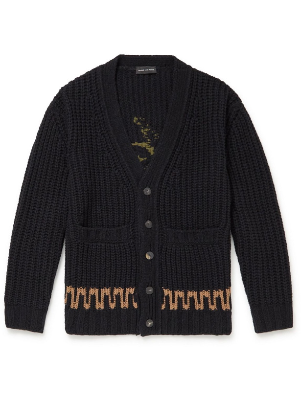 Photo: Alanui - Sunrise On The Pacific Ocean Embroidered Ribbed Virgin Wool-Blend Cardigan - Black