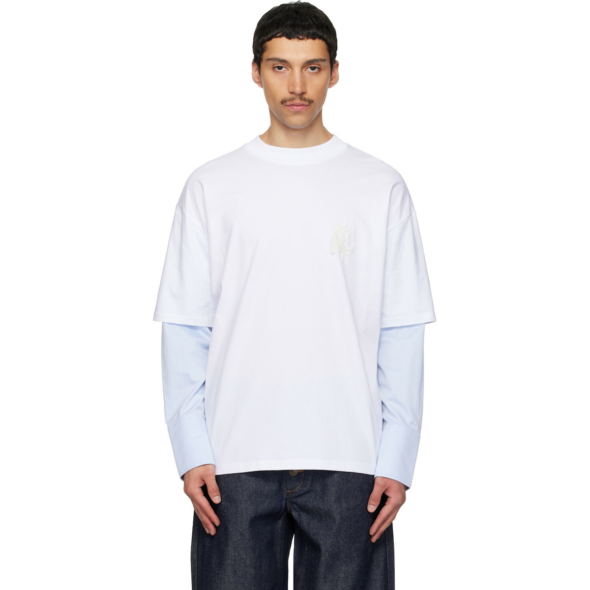 EGONlab White Sculpted Cotton Shirt T-shirt