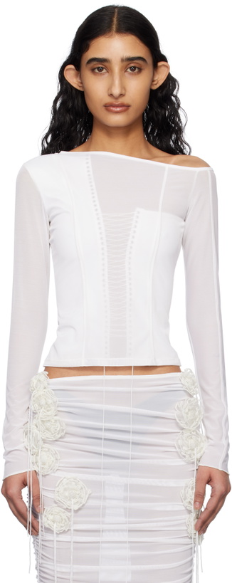 Photo: Fancì Club White Glasswing Double-Layered Sheer T-shirt