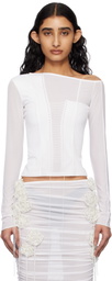 Fancì Club White Glasswing Double-Layered Sheer T-shirt
