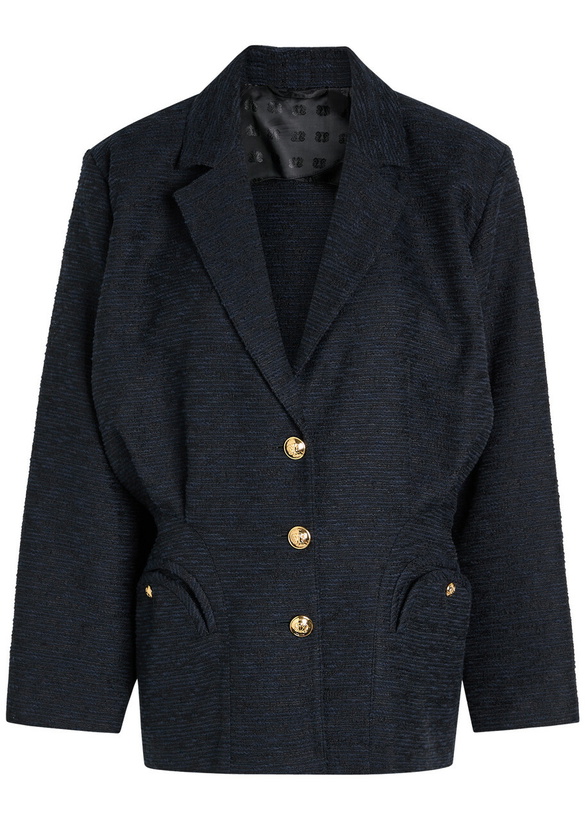 Photo: Blaze Milano Honeybelle Textured Cotton-blend Blazer Navy
