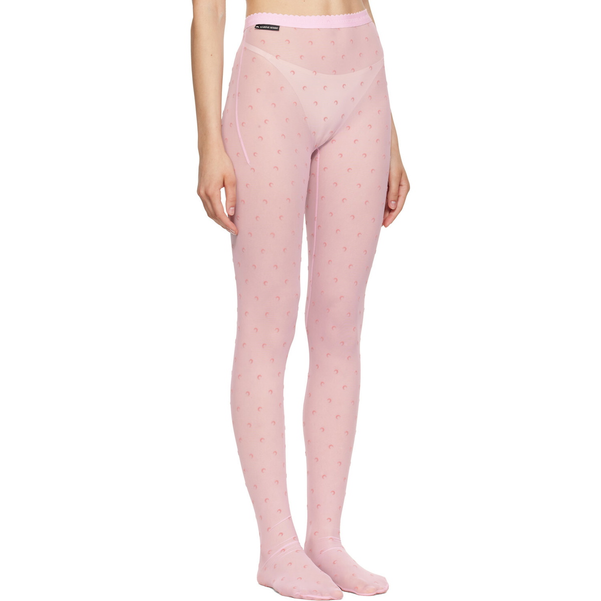 Marine Serre Pink Plumetis Mesh Tights