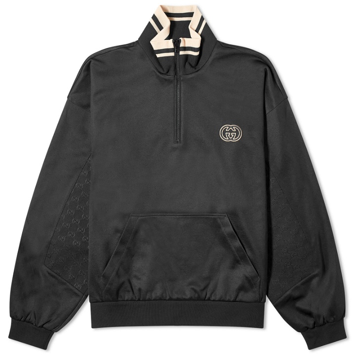 Photo: Gucci Men's Interlocking Logo Half Zip Sweat in Black