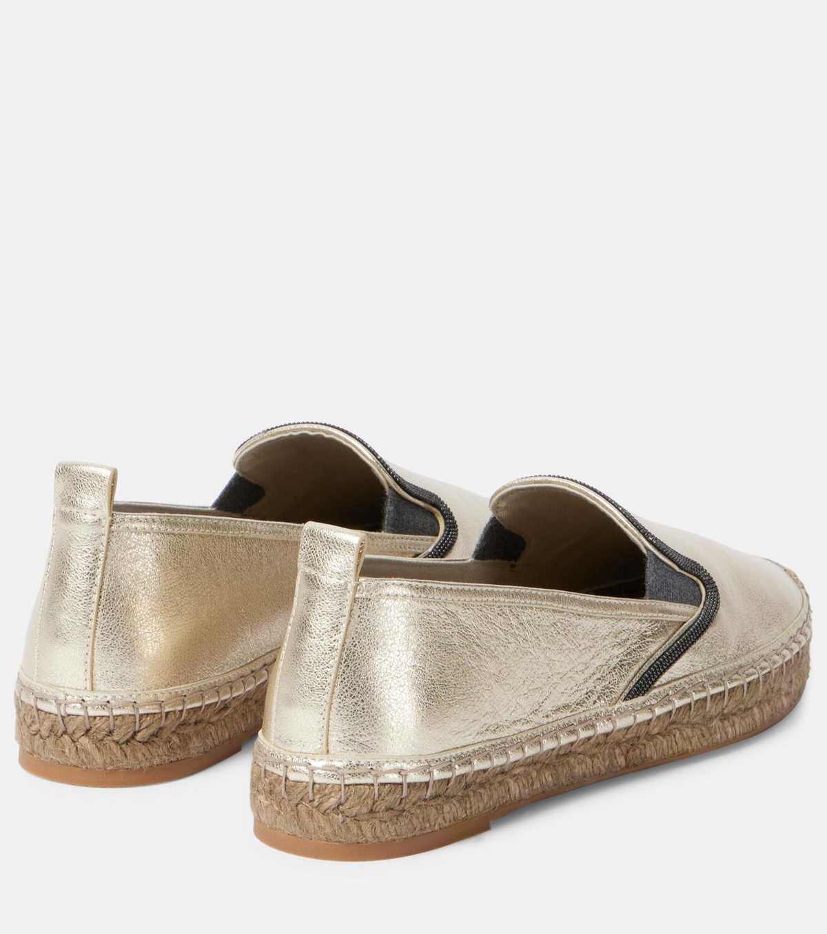 Brunello Cucinelli Monili-embellished leather espadrilles