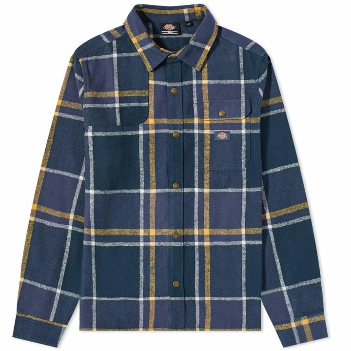 Photo: Dickies Men's Nimmons Check Flannel Shirt in Navy Blue