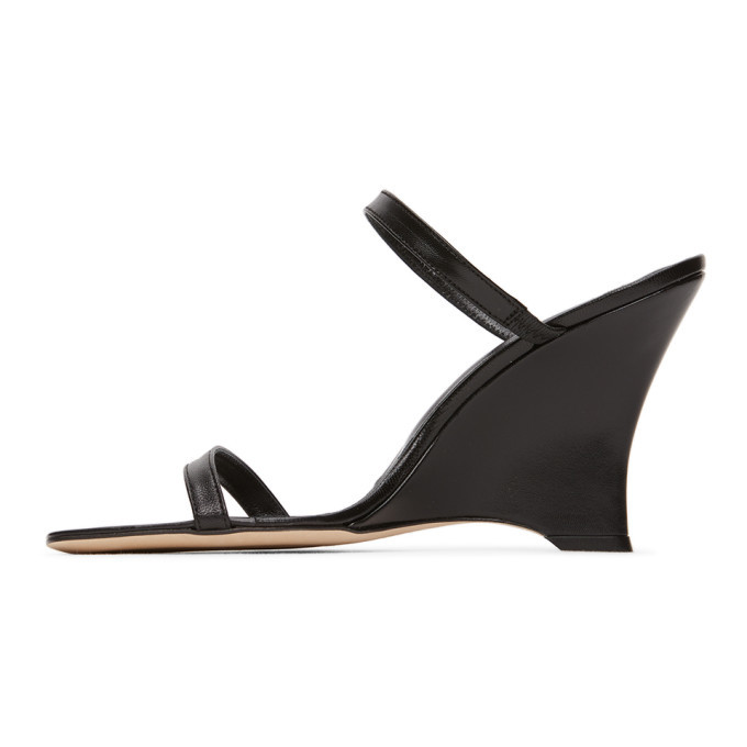 BY FAR Black Steffi Wedge Sandals