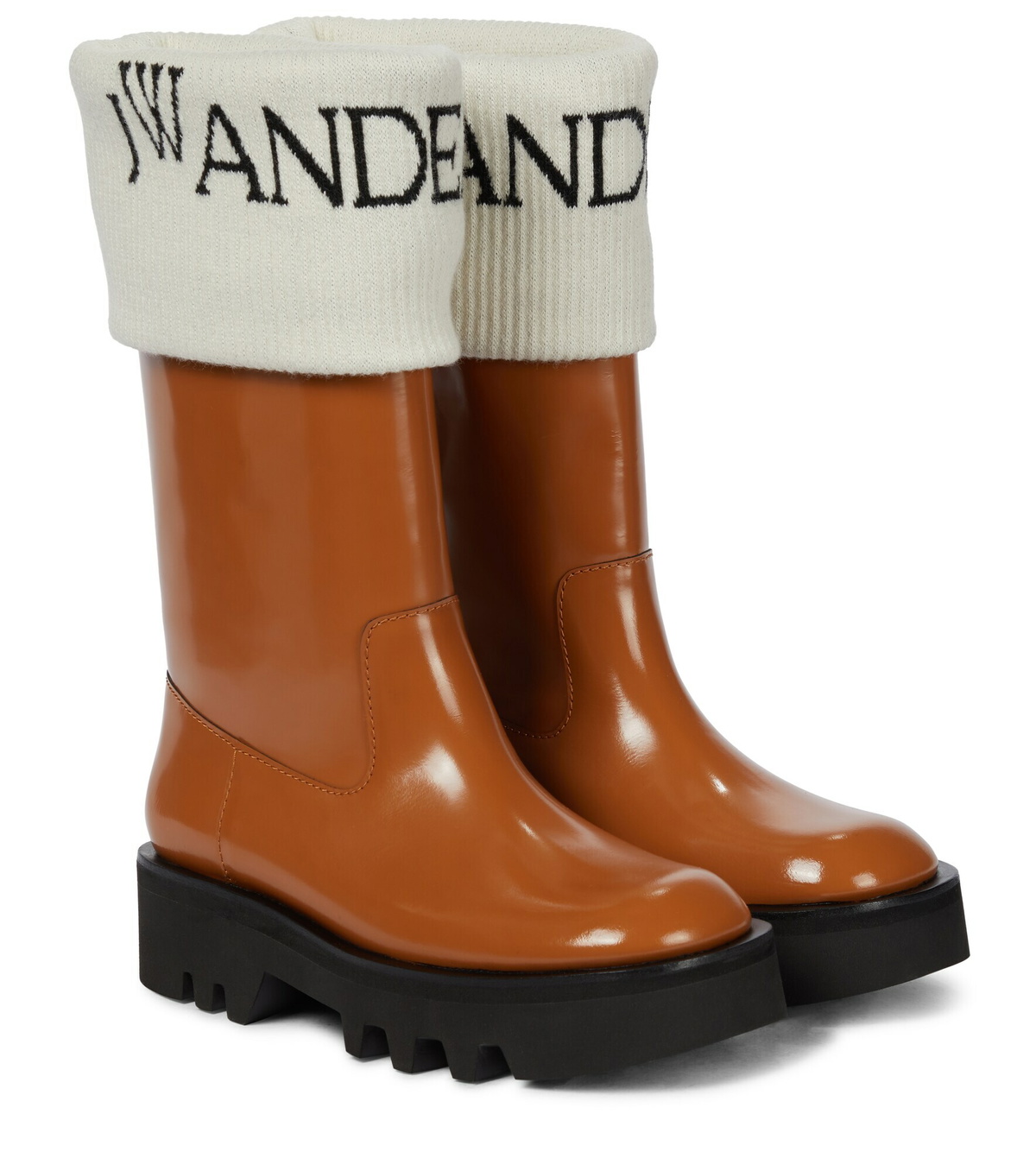 【JW Anderson】 Logo-intarsiaレザーブーツ JW Anderson - Logo-intarsia leather boots JW Anderson