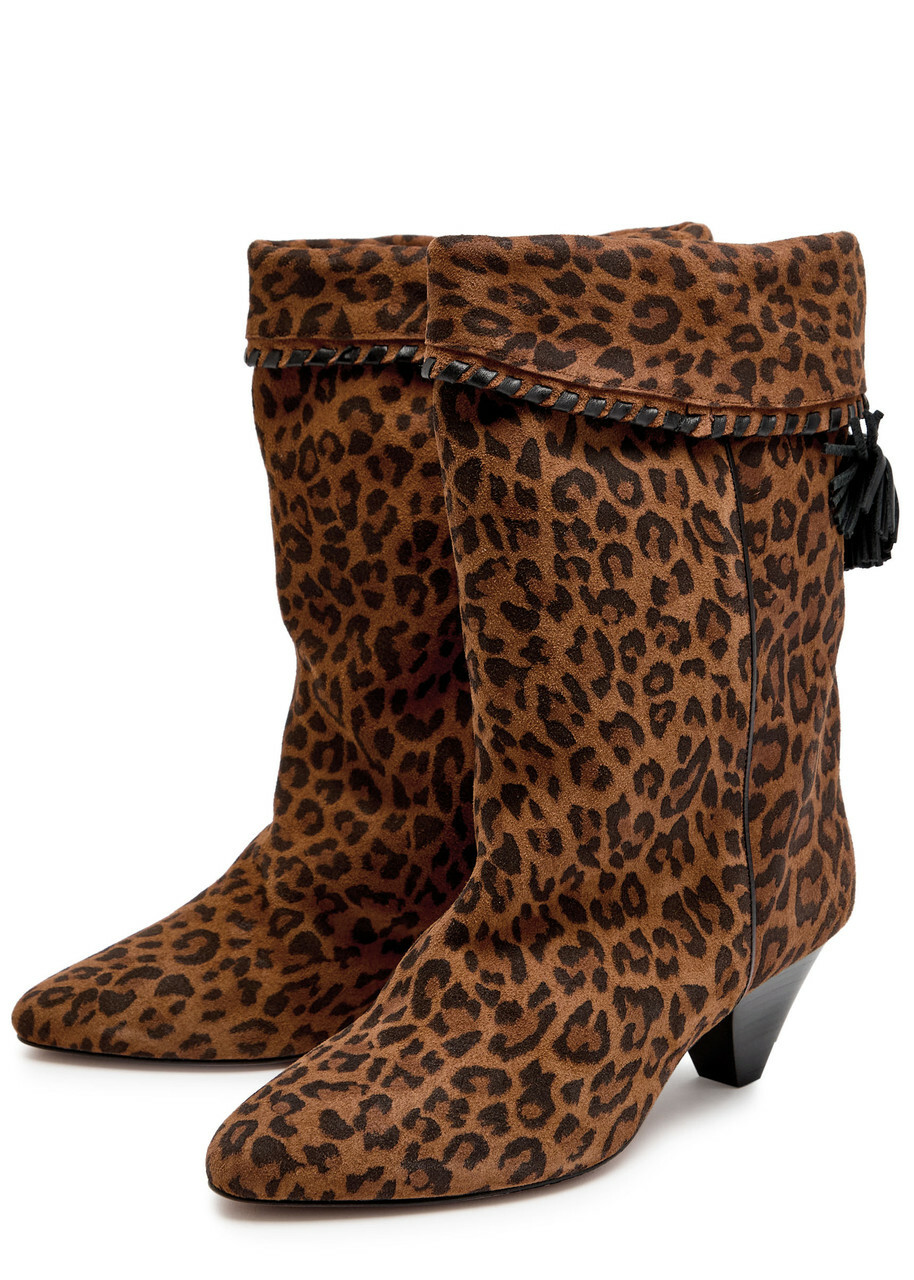 Isabel Marant étoile Dalby 55 Leopard-print Brushed Suede Mid-calf Boots