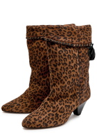 Isabel Marant étoile Dalby 55 Leopard-print Brushed Suede Mid-calf Boots