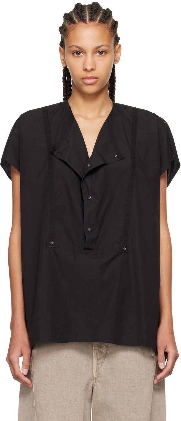 LEMAIRE Black Cap Sleeve Blouse