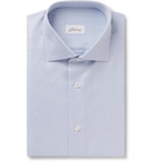 Brioni - Light-Blue Slim-Fit Cutaway-Collar Herringbone Cotton Shirt - Blue