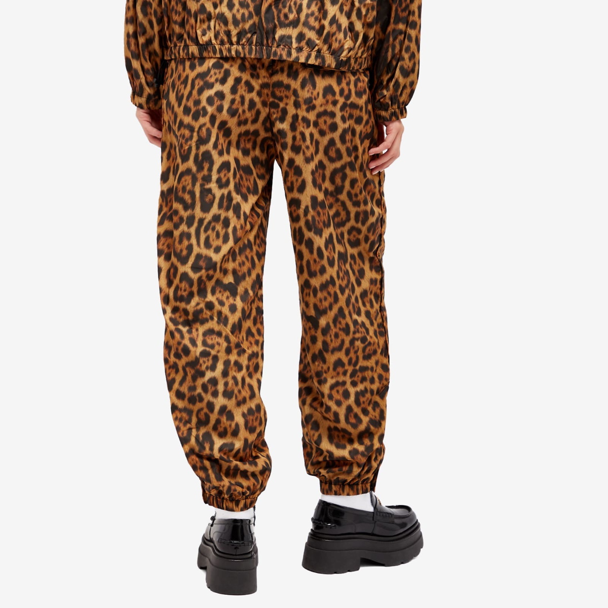 Alexander Wang Women's Leopard Track Pant With Stacked Puff Logo in Black  Multi Alexander Wang