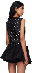 Pushbutton Black Polka Dot Trouser Detail Vest