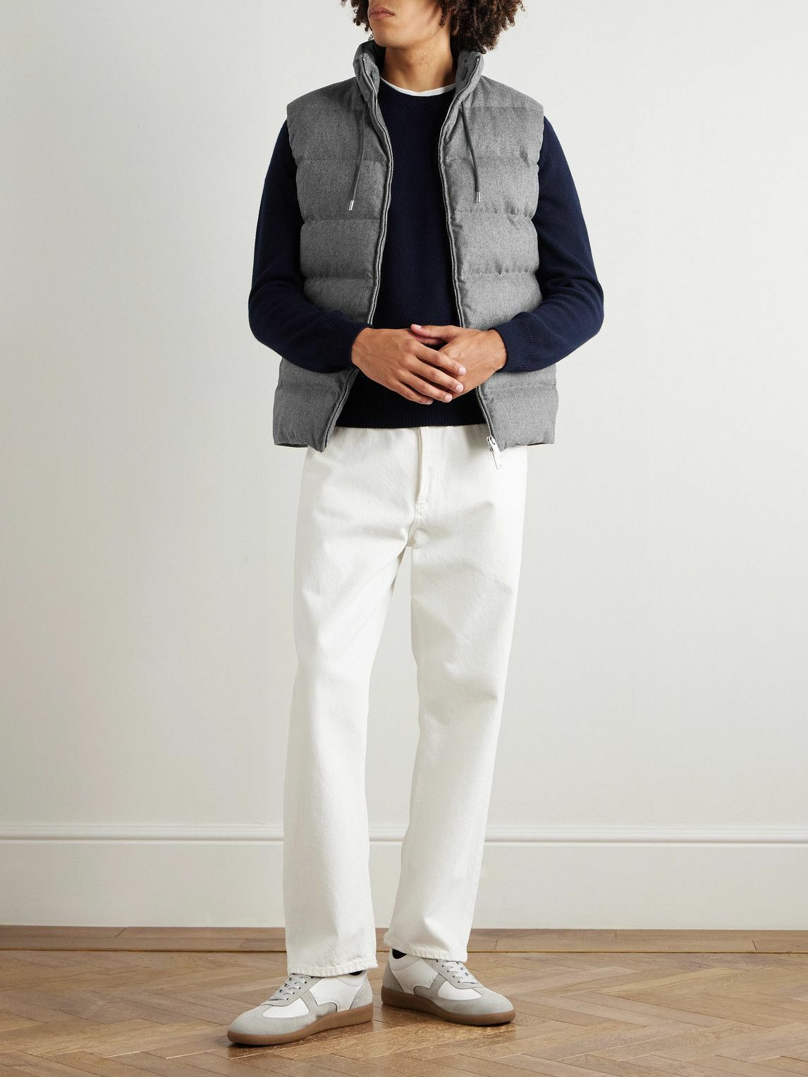 Incotex - Montedoro Slim-Fit Quilted Wool and Cashmere-Blend Down Gilet - Gray