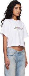 Off-White White Bookish Glowing Flower Crop T-shirt