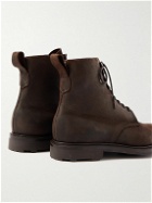 Edward Green - Ambleside Waxed-Suede Lace-Up Boots - Brown