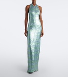 Markarian Nerine gingham sequined gown