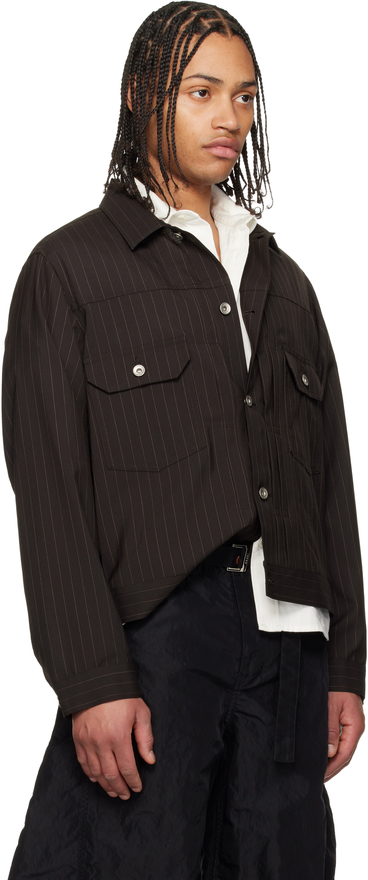 ジャケット・アウター sacai 23ss chalk stripe jacket sacai Brown Chalk Stripe Jacket Sacai