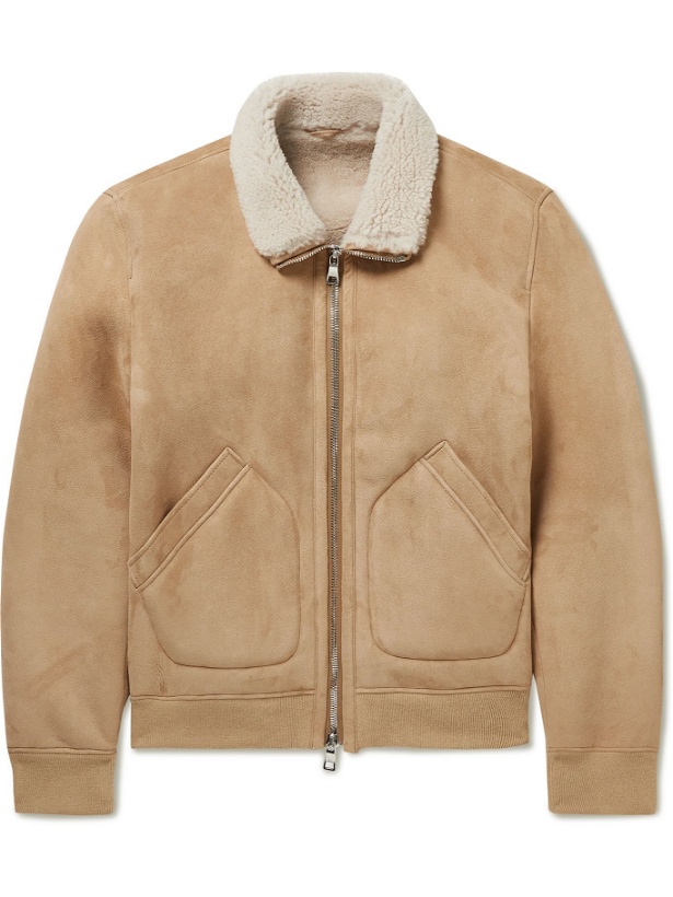 Photo: Mr P. - Funnel-Neck Shearling Jacket - Neutrals
