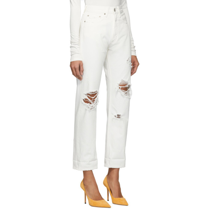 Moussy Vintage White Hialeah Wide Straight Jeans