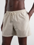 Orlebar Brown - Boxer III Straight-Leg Mid-Length Seersucker Swim Shorts - Neutrals