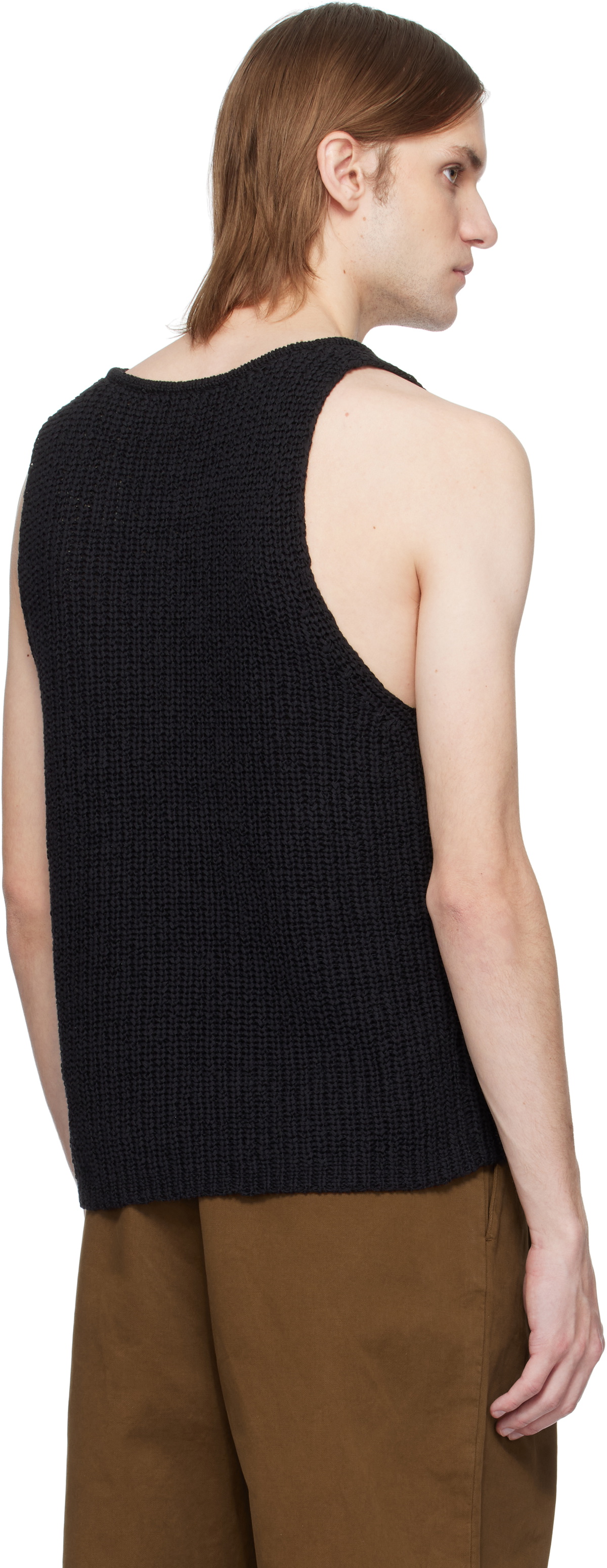 CMMN SWDN Black Eli Tape Knit Tank Top