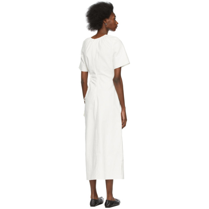 knee length dresses for ladies A-Line Short Sleeve Midi Shirt Dress White M main image 0