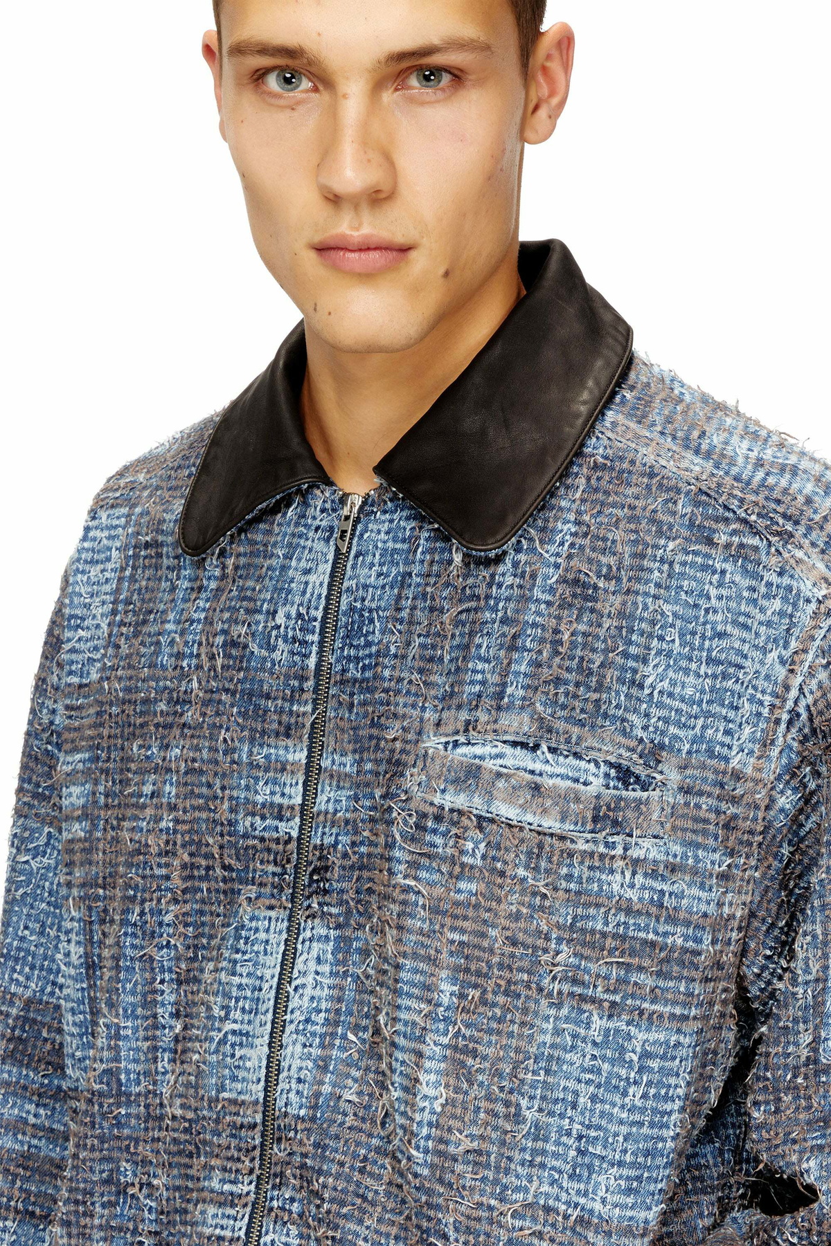 Diesel Jacket in graphic bouclé denim - Denim Jackets Mens in Multicolor