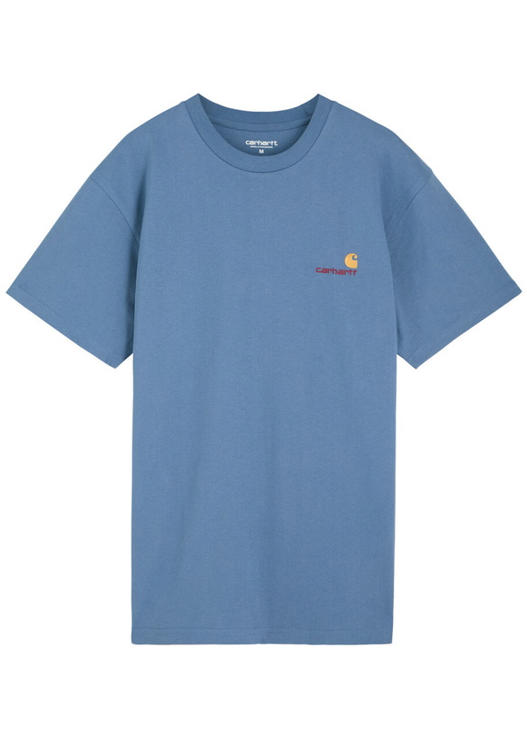 Photo: Carhartt Wip American Script Logo Cotton T-shirt Blue