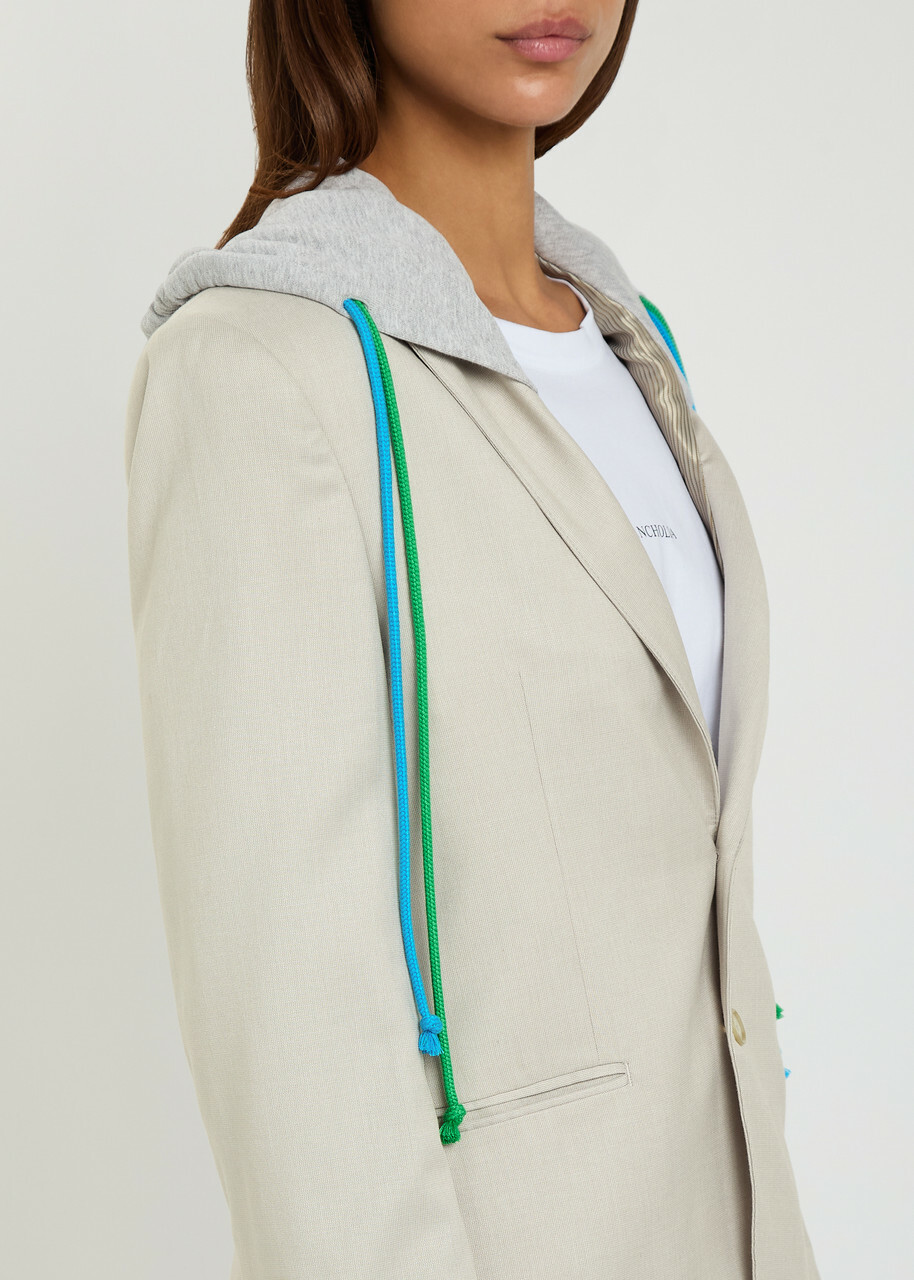 Bettter Layered Hooded Wool-bend Blazer Grey